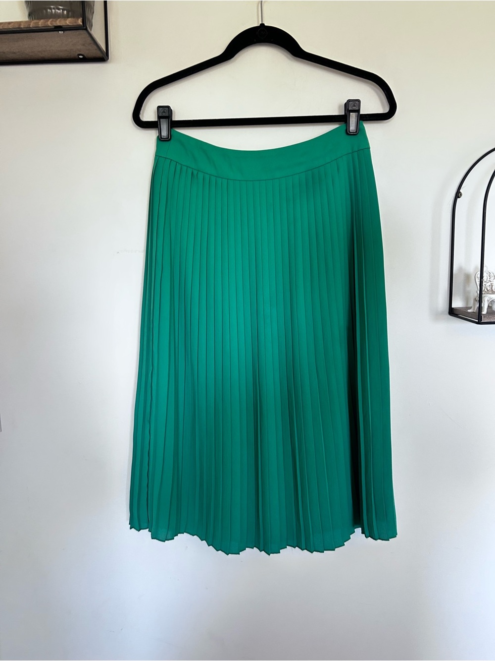 J.Crew Factory Green Pleated Midi Skirt Size 2